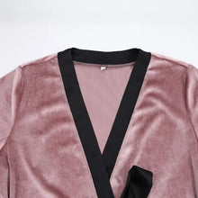 Load image into Gallery viewer, Lace Knit Velvet Three Quarter Sleeve Home Robe