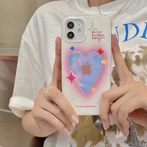 Laser Pink Love heart Pattern phone Case For iphone
