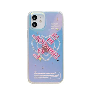Laser Pink Love heart Pattern phone Case For iphone - for 7