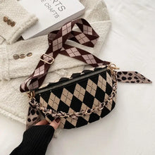 Load image into Gallery viewer, Lattice Chest Crossbody Shoulder Chain Purse - Coffee