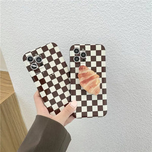 Lattice Lovely Croissant Bracket phone Case For iphone