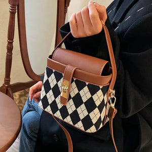 PU Leather Luxury Bucket Crossbody Bag