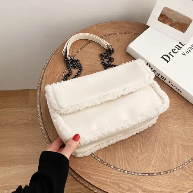 PU Leather Small Flap Crossbody Shoulder Bag - white
