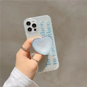 Letter Love Heart Crystal Bracket Clear Soft Case For IPhone