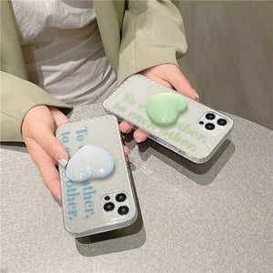 Letter Love Heart Crystal Bracket Clear Soft Case For IPhone