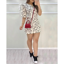 Load image into Gallery viewer, Letter Print Short Sleeve Casual Women Dress