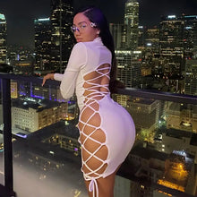 Load image into Gallery viewer, Long Sleeve Hollow Out Bodycon Mini Short Dress