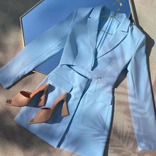 Load image into Gallery viewer, Long Sleeve Notched Collar Hollow Out Blazer Dress