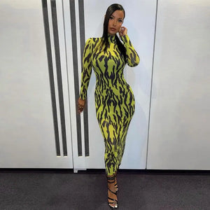 Long Sleeve Turtleneck Bodycon Dress