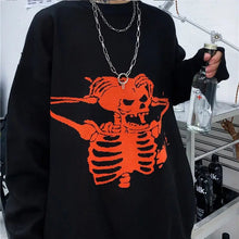 Load image into Gallery viewer, Loose Gothic Punk Skull Pattern Oversized Sweater - One Size