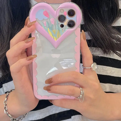 Lovley Tulip Flowers Love Heart Soft Case For IPhone