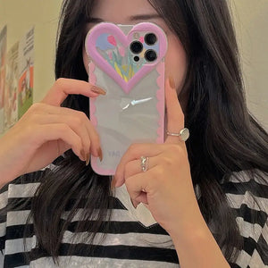 Lovley Tulip Flowers Love Heart Soft Case For IPhone