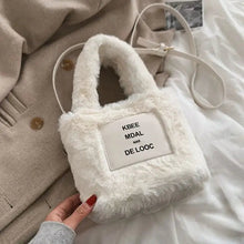 Load image into Gallery viewer, Luxury Letter Faux Fur Plush Chain Shoulder Bag - white