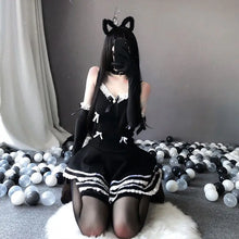 Load image into Gallery viewer, Maid Cosplay Cute Black Dress and Thong