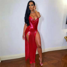 Load image into Gallery viewer, Metallic Off Shoulder Evening Dress