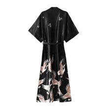 Load image into Gallery viewer, Mini Kimono Pajama Sleepwear - Black-Long Robe / M