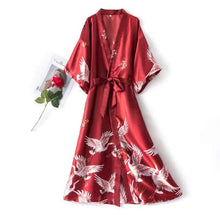 Load image into Gallery viewer, Mini Kimono Pajama Sleepwear - Burgundy-Long Robe / L