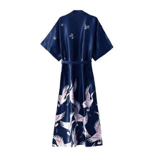 Load image into Gallery viewer, Mini Kimono Pajama Sleepwear - Navy Blue-Long Robe / M