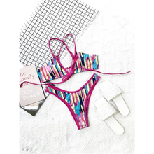 Load image into Gallery viewer, Multi Color String Push Up High Waistline Bikini Set