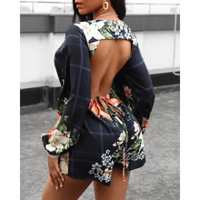 Load image into Gallery viewer, V Neck Puff Sleeve Backless Floral Print Romper