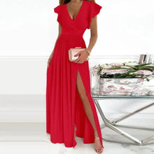 Load image into Gallery viewer, Ombre One Shoulder Cutout Slit Thigh Maxi Dress - 03 Red / L