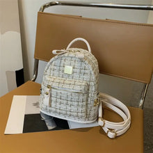 Load image into Gallery viewer, Paid Woolen cloth Crossbody Backback - Medium White