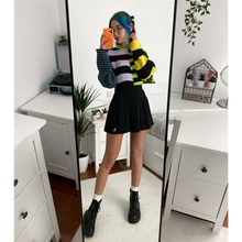 Load image into Gallery viewer, Patchwork Stripe Print Long Sleeve Y2k Sweatshirt