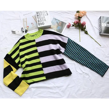 Load image into Gallery viewer, Patchwork Stripe Print Long Sleeve Y2k Sweatshirt - S /