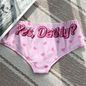 Pink Letter Heart Printed Cotton Seamless Underwear