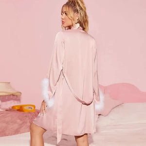 Pink Long Sleeve Pajama Robe