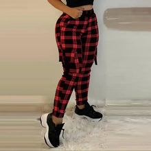 Load image into Gallery viewer, Plaid Pocket Design Cargo Pants - Red / M