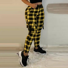Load image into Gallery viewer, Plaid Pocket Design Cargo Pants - Yellow / S