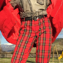 Load image into Gallery viewer, Plaid Straight High Waist Slim Pants