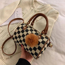 Load image into Gallery viewer, Plaid Weaving Bucket Crossbody Bag - Style 2 brown