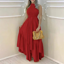 Load image into Gallery viewer, Plain Sleeveless Ruched Maxi Dress - Red / S