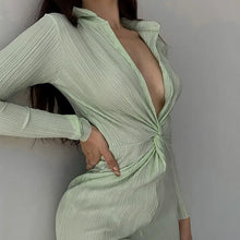 Load image into Gallery viewer, Pleated Polo Collar Blouse Dress