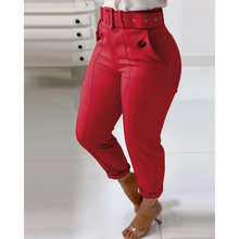 Load image into Gallery viewer, Pocket Design Belted High Waist Casual Pants