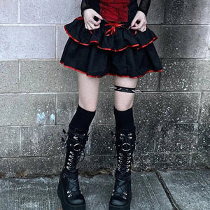 Punk Red Bandage High Waist Mini Skirt