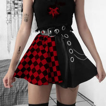 Load image into Gallery viewer, Punk E-Girl Plaid A Line Mini Skirt - Red / M