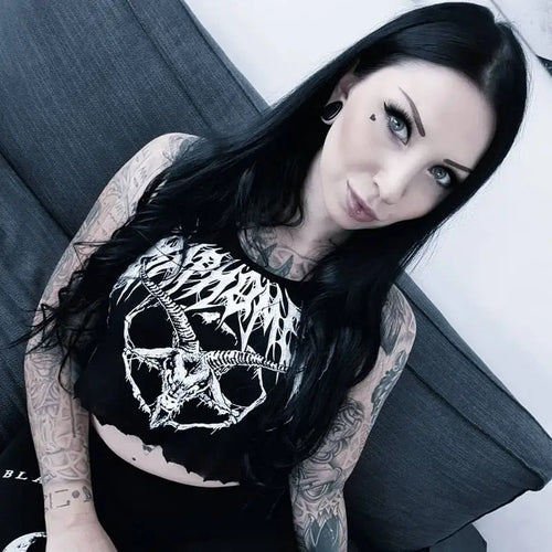 Punk Goth Goat Head Print Tank