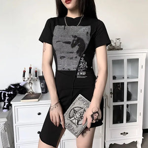 Punk Irregular Black Mini Dress