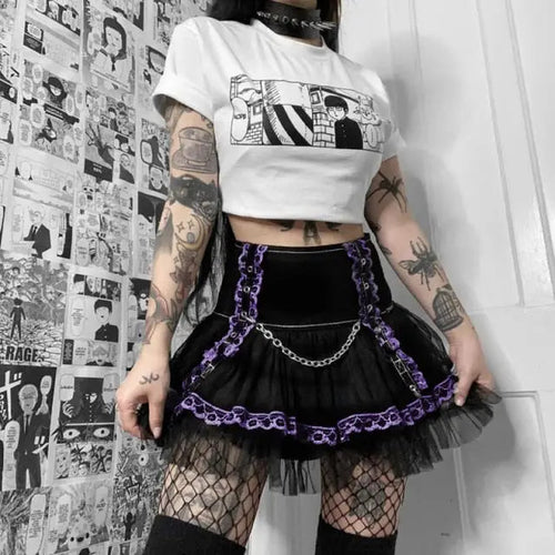 Purple Lolita Y2K Lace gothic Mini Skirt