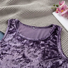 Load image into Gallery viewer, Purple Velvet Sleeveless Tank Top And Pants Set