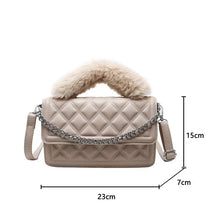 Load image into Gallery viewer, Quilted PU Leather Crossbody Bags with Faux Fur Handle