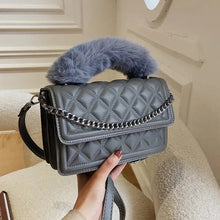 Load image into Gallery viewer, Quilted PU Leather Crossbody Bags with Faux Fur Handle -