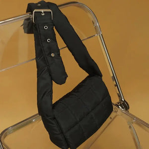 Quilted Plaid Crossbody Luxury Handbag - black