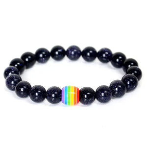 Rainbow Bead Pride Charm Bracelet - 7 / Beads 10mm