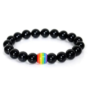 Rainbow Bead Pride Charm Bracelet - 8 / Beads 10mm