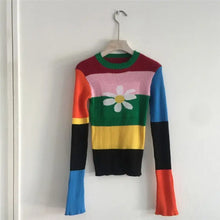 Load image into Gallery viewer, Rainbow Stripe Knitted Turtleneck Pullovers Sweatshirt