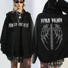 Load image into Gallery viewer, Retro Gothic Oversized Punk Hoodie - Cardigan Black / 4XL